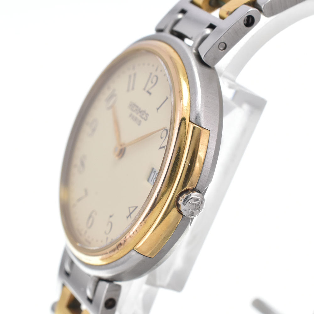 HERMES Windsor Date Stainless Steel/Gold Plated beige Dial Quartz Men's
 Watch I#148073
