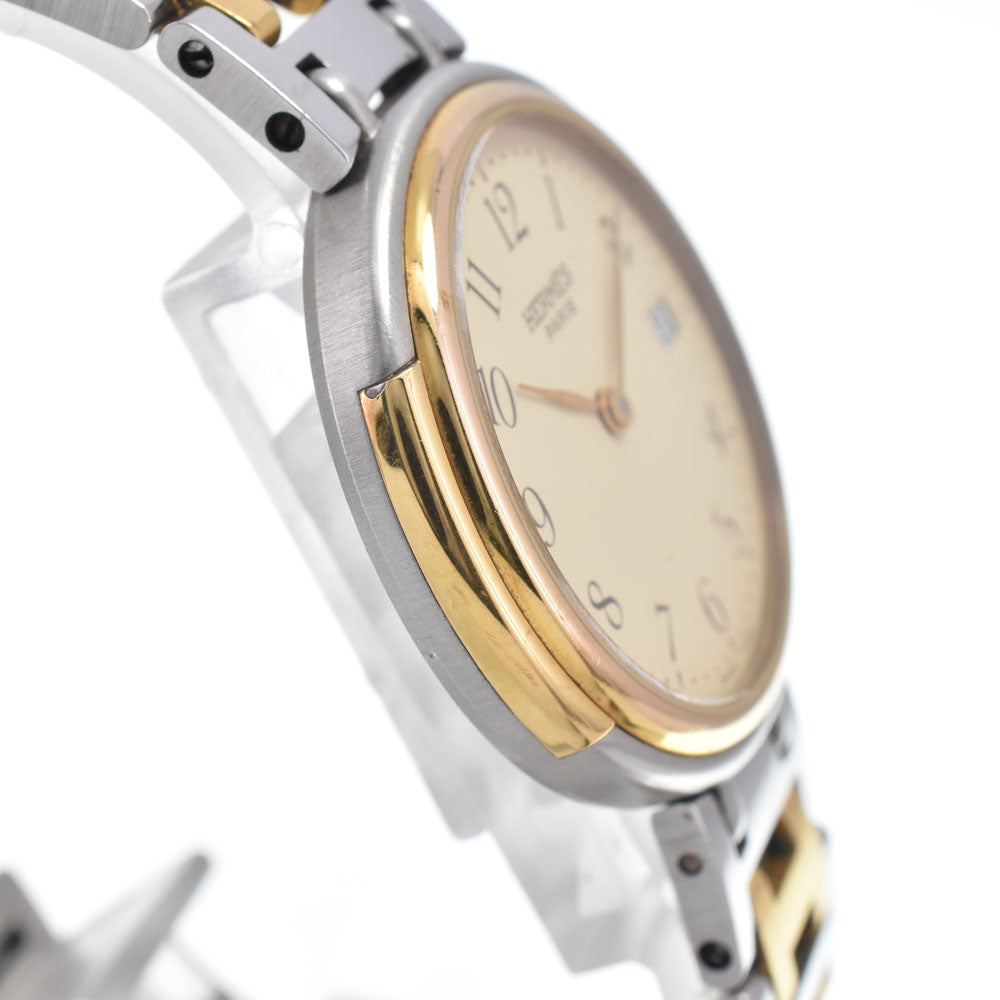 HERMES Windsor Date Stainless Steel/Gold Plated beige Dial Quartz Men's
 Watch I#148073