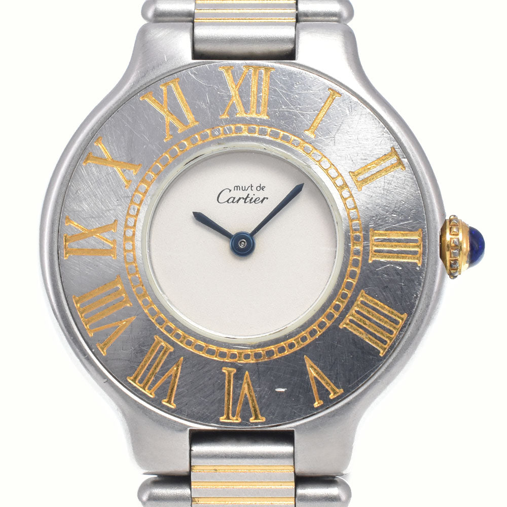 CARTIER Must21 Stainless Steel/Gold Plated Ivory Dial Quartz Ladies
 Watch I#148084