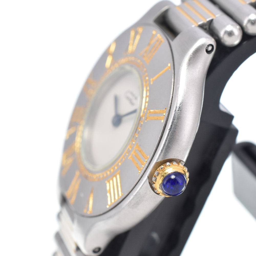 CARTIER Must21 Stainless Steel/Gold Plated Ivory Dial Quartz Ladies
 Watch I#148084