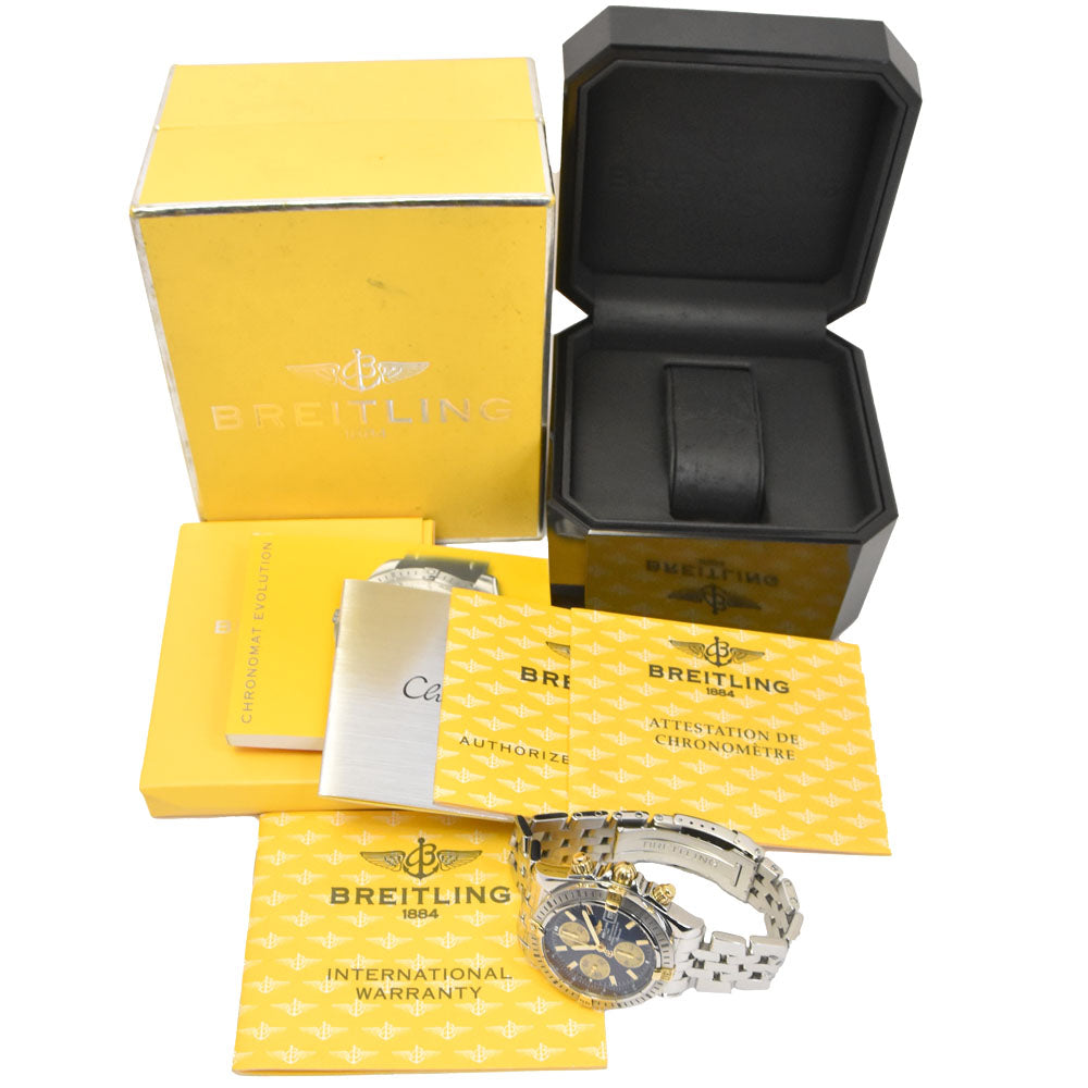 with paper BREITLING Chronomat Evolution B13356 Date Blue / gold Dial Automatic Men's
 Watch M#148088