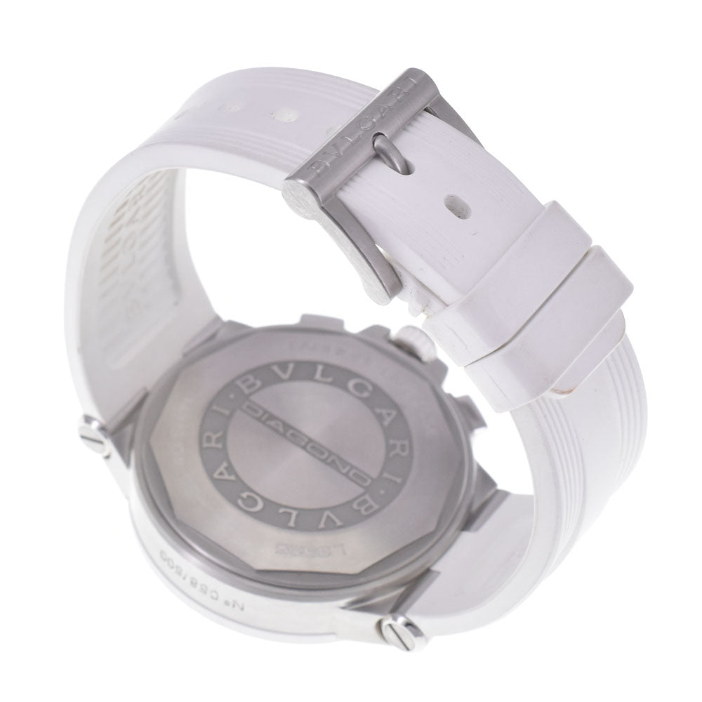 with paper BVLGARI Diagono Chronograph DG40SCH 19P Diamond Amethyst Bezel White / Silver Dial Automatic Men's
 Watch I#148121