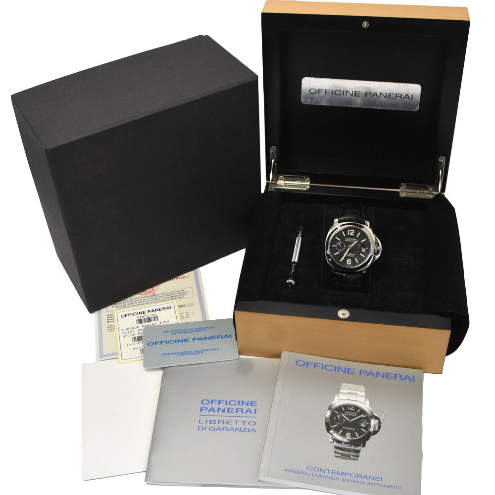 with paper PANERAI Luminor Marina PAM00104 black Dial Automatic Men's
 Watch K#148178