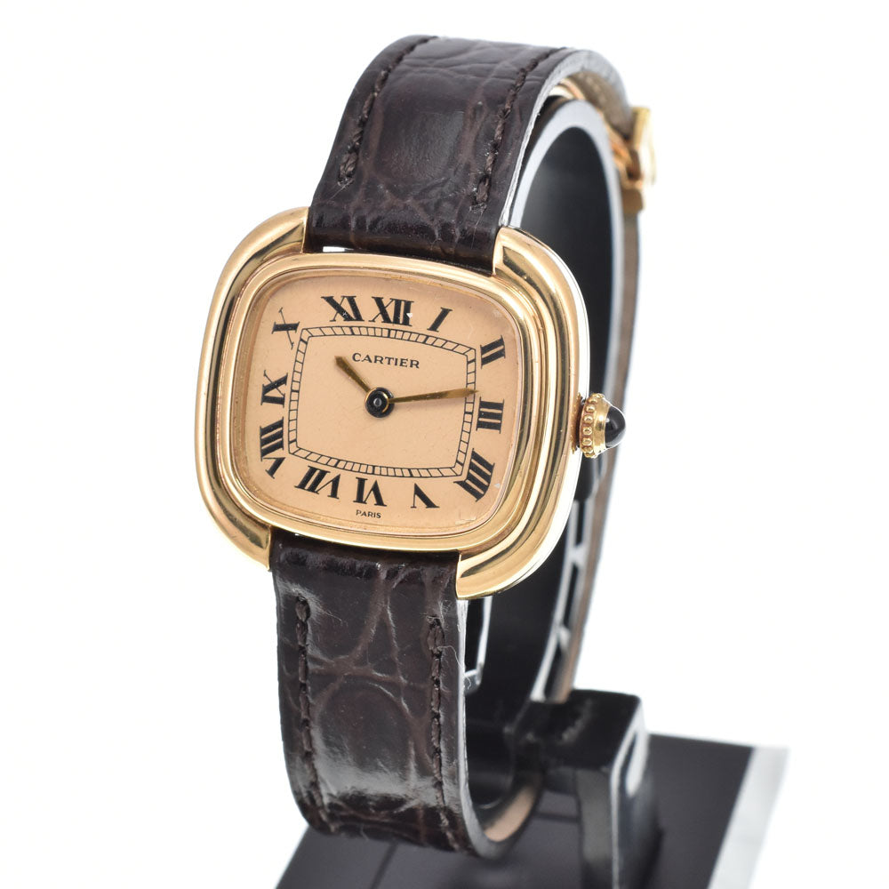 CARTIER Gondouro K18YG / leather gold Dial Hand Winding Ladies
 Watch Z#148182
