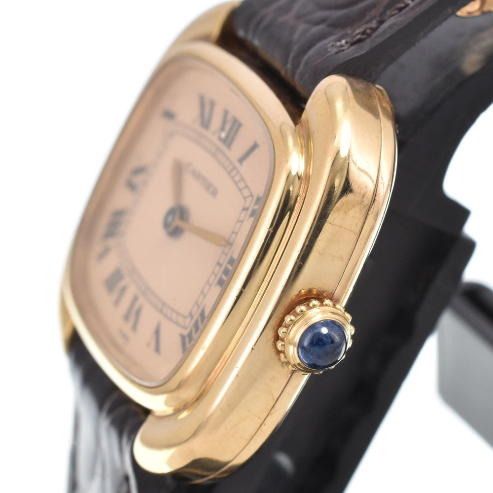 CARTIER Gondouro K18YG / leather gold Dial Hand Winding Ladies
 Watch Z#148182
