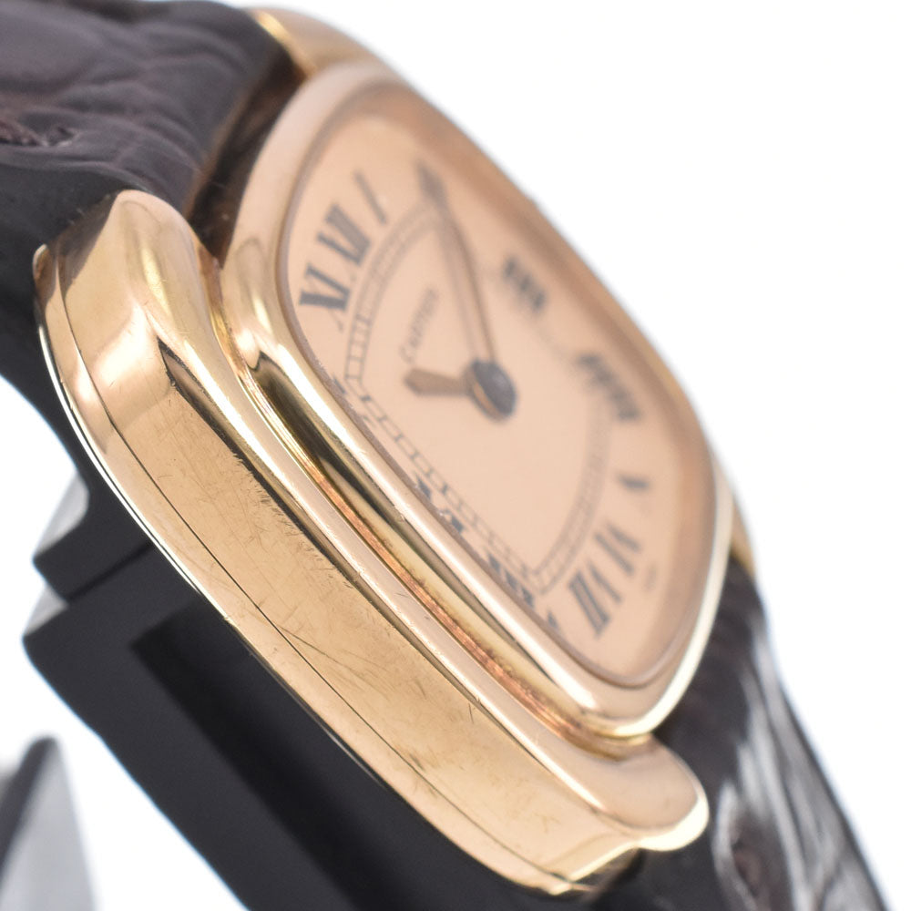 CARTIER Gondouro K18YG / leather gold Dial Hand Winding Ladies
 Watch Z#148182