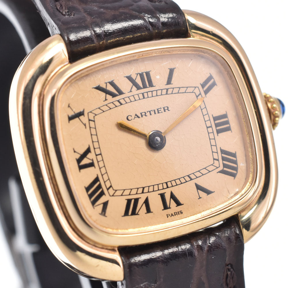 CARTIER Gondouro K18YG / leather gold Dial Hand Winding Ladies
 Watch Z#148182