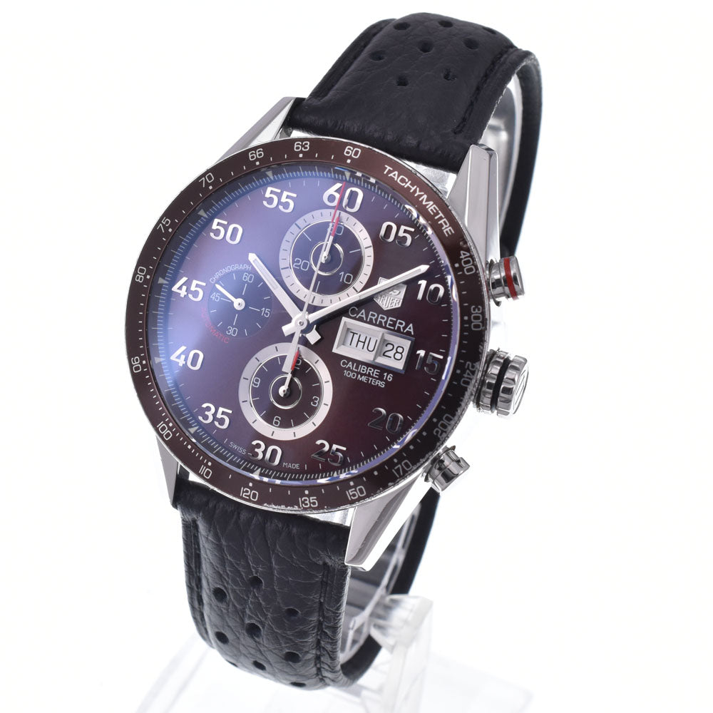with paper TAG HEUER Carrera CV2A12.FC6236 Day-Date Chronograph see-through back Brown Dial Automatic Men's
 Watch L#148217