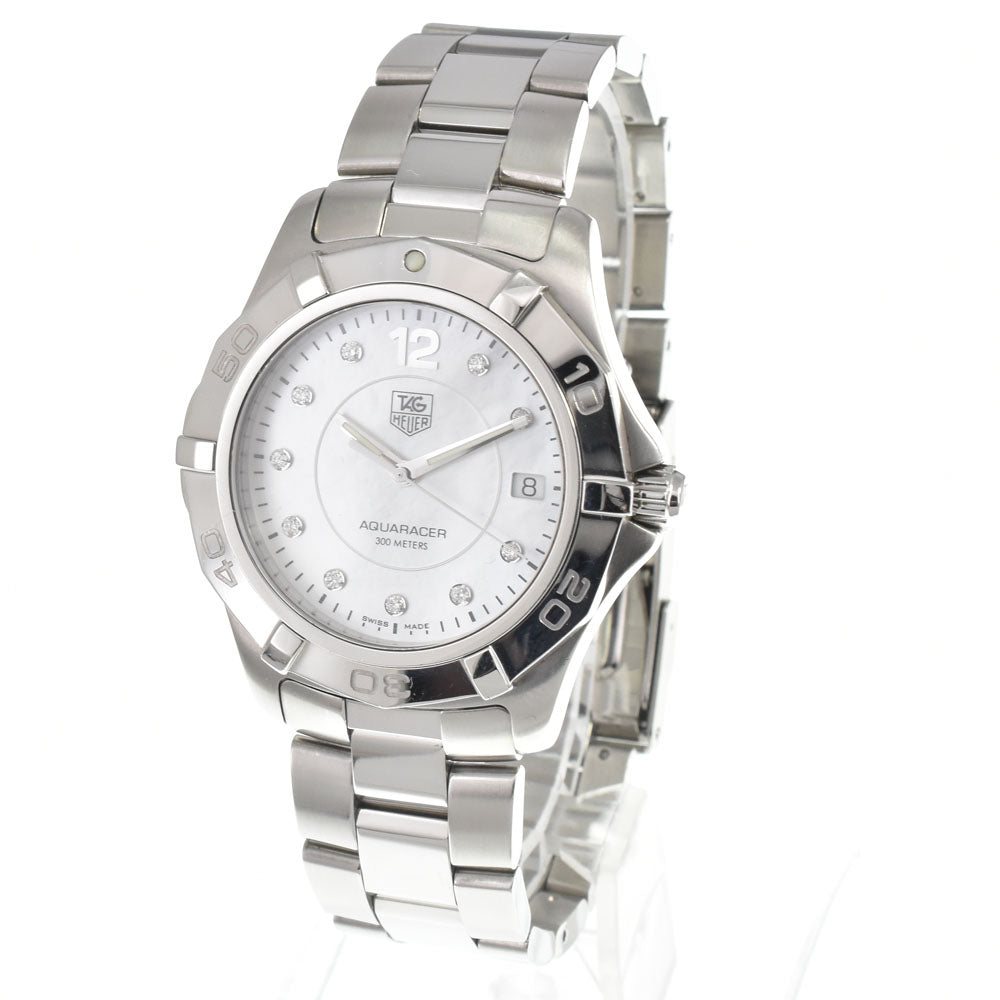 TAG HEUER Aqua racer WAF1115 12P diamond White shell Dial Quartz Men's
 Watch N#148297