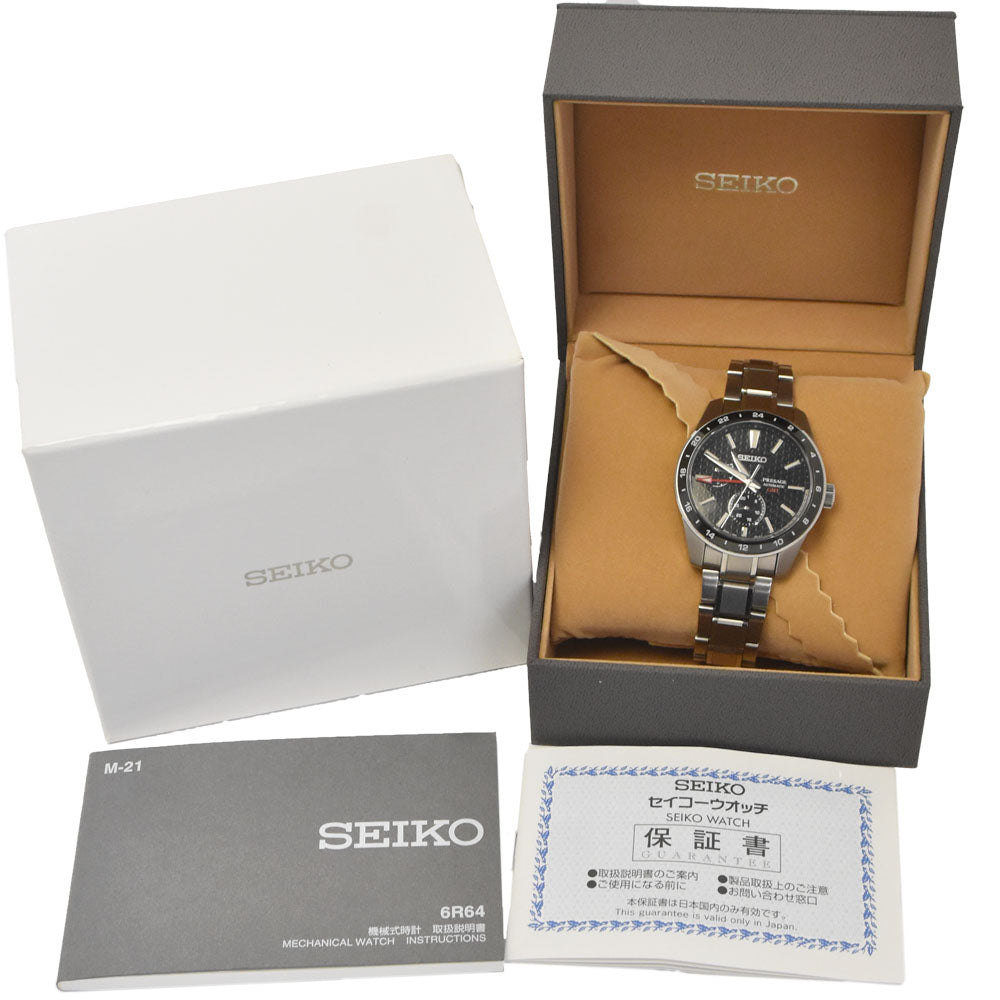 with paper SEIKO Presage SARF005/6R64-00C0 Power reserve GMT black Dial Automatic Men's
 Watch K#148317