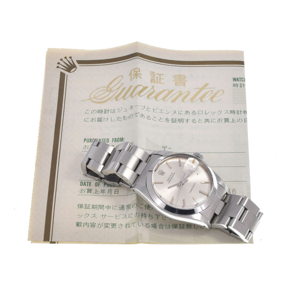 with paper ROLEX Oyster Date Precision 6694 vintage Cal.1225 Silver Dial Hand Winding Men's
 Watch N#148346