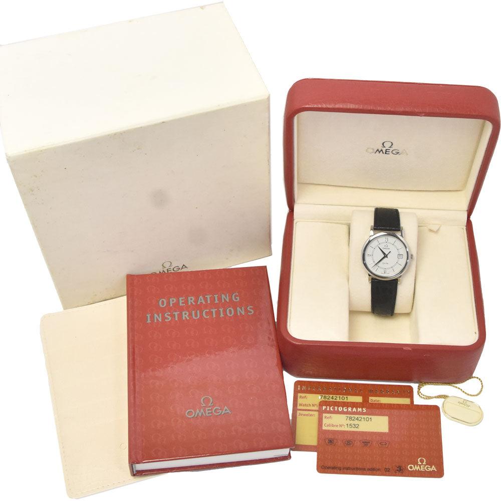 with paper OMEGA De Ville Prestige 7824.21.01 Date white Dial Quartz Men's
 Watch L#148351
