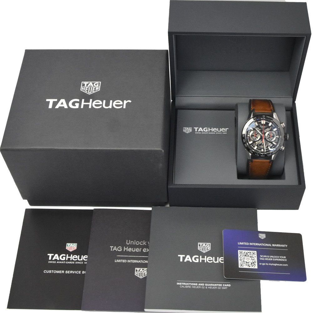 with paper TAG HEUER Carrera Caliber Heuer 02 CBG2010-0 Chronograph black Dial Automatic Men's
 Watch L#148366