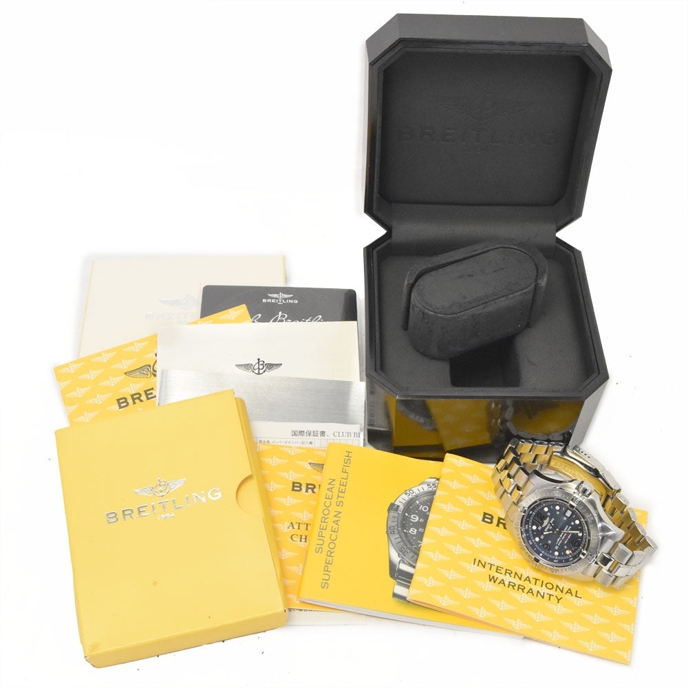 with paper BREITLING Super Ocean Steel Fish A17390 blue Dial Automatic Men's
 Watch O#148373