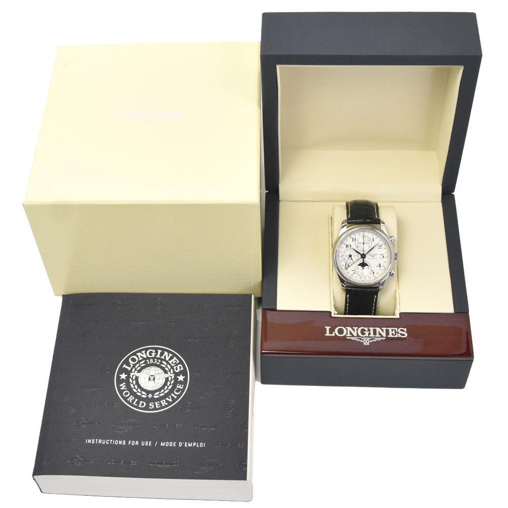 LONGINES Master collection L2.673.4.78.3 Triple calendar chronograph moonface Silver Dial Automatic Men's
 Watch L#148378