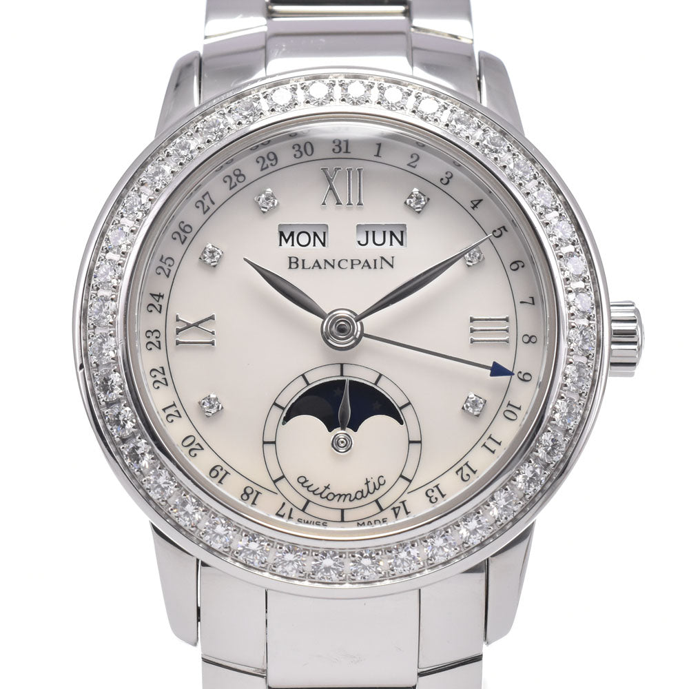 with paper Blancpain Leman 2360-4691A-71 diamond White shell Dial Automatic Ladies
 Watch N#148414
