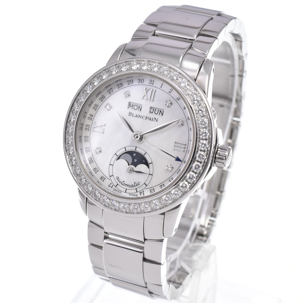 with paper Blancpain Leman 2360-4691A-71 diamond White shell Dial Automatic Ladies
 Watch N#148414
