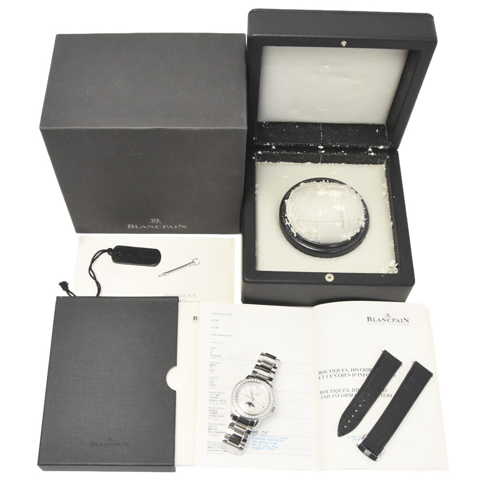 with paper Blancpain Leman 2360-4691A-71 diamond White shell Dial Automatic Ladies
 Watch N#148414