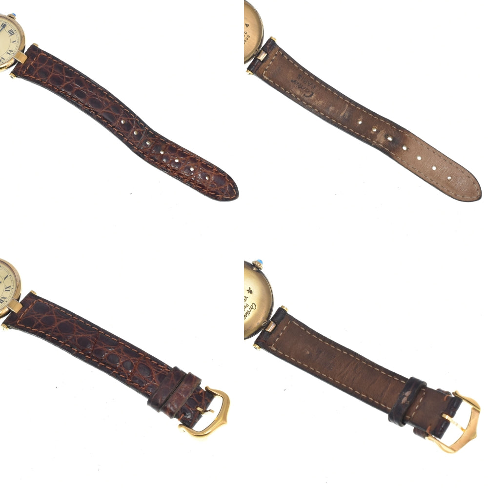 CARTIER Mast VLC LM 83978213 SV925 (Gold Plated) / Leather Ivory Dial Quartz Men's
 Watch M#148416