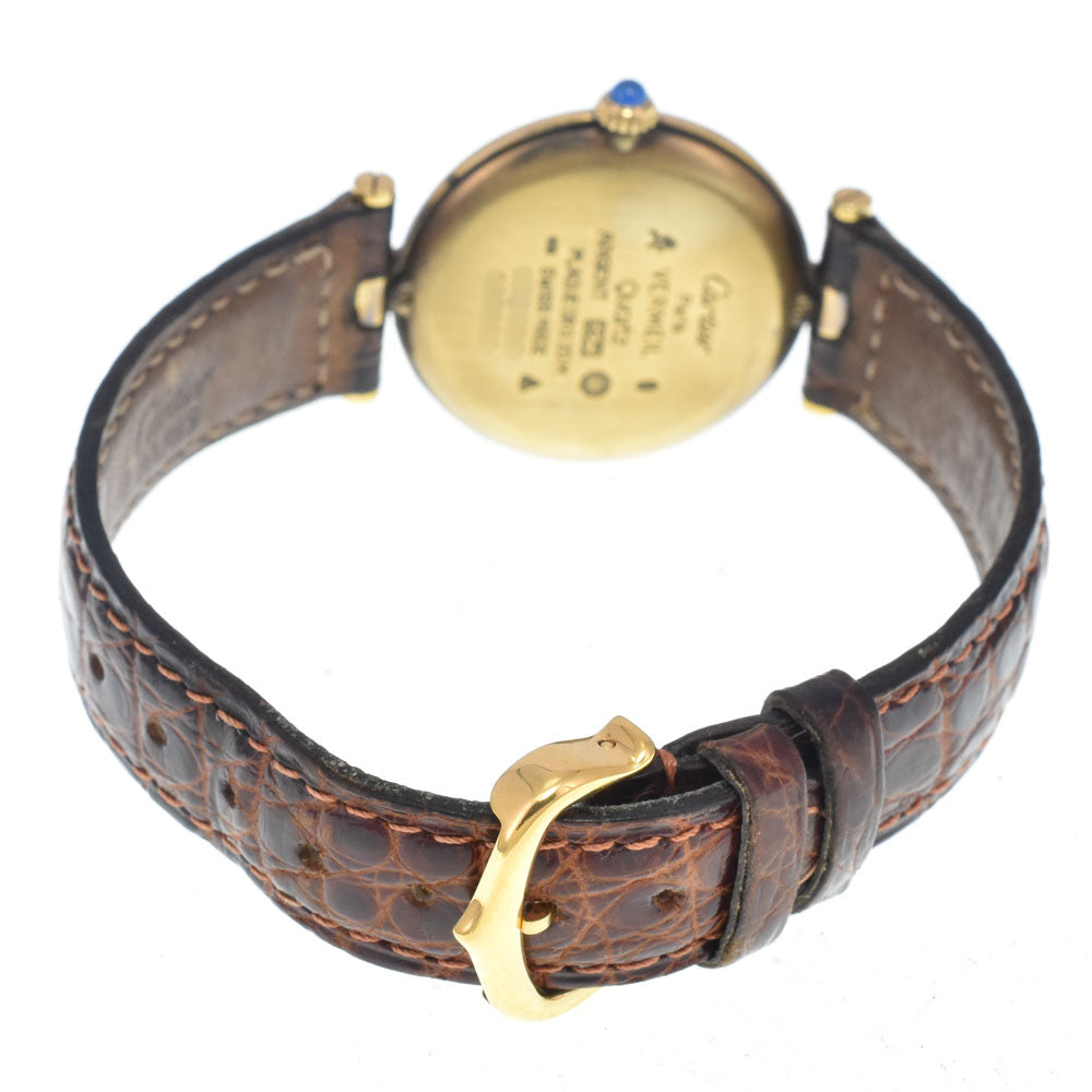 CARTIER Mast VLC LM 83978213 SV925 (Gold Plated) / Leather Ivory Dial Quartz Men's
 Watch M#148416