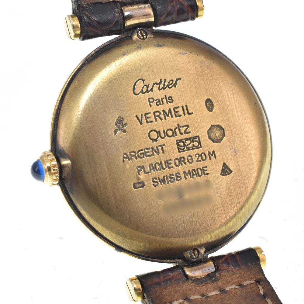 CARTIER Mast VLC LM 83978213 SV925 (Gold Plated) / Leather Ivory Dial Quartz Men's
 Watch M#148416