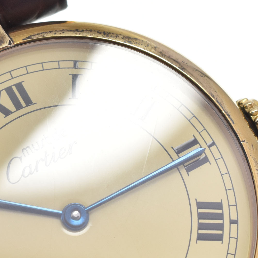 CARTIER Mast VLC LM 83978213 SV925 (Gold Plated) / Leather Ivory Dial Quartz Men's
 Watch M#148416