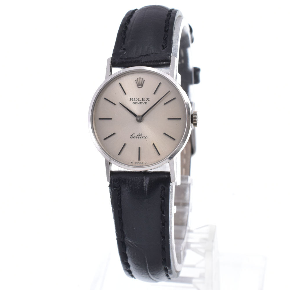 ROLEX Cherini 3810 K18WG / leather Silver Dial Hand Winding Ladies
 Watch N#148423