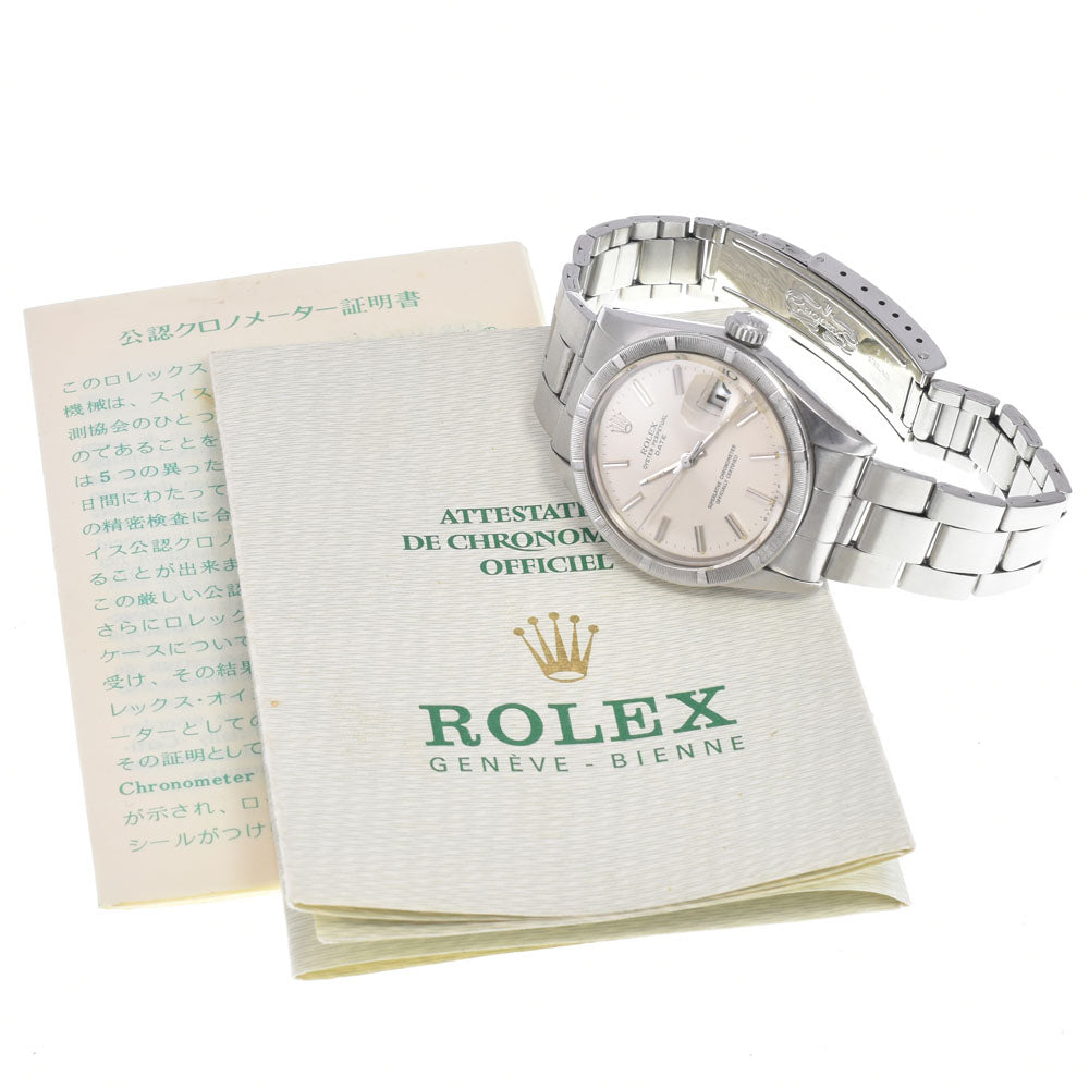 with paper ROLEX Oyster perpetual date 1501 vintage Cal.1570 Silver Dial Automatic Men's
 Watch M#148435