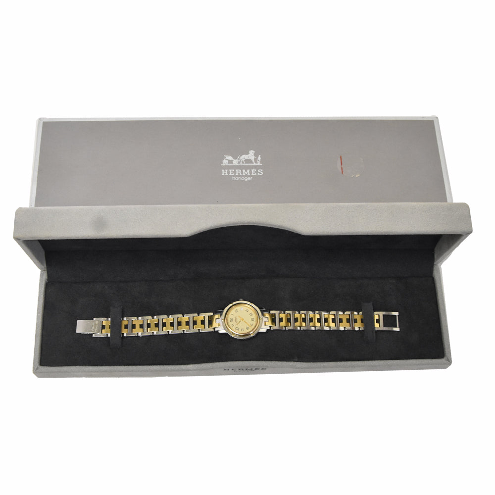 HERMES Clipper CL4.220 Stainless Steel / Gold Plated Date Ivory Dial Quartz Ladies
 Watch N#148447