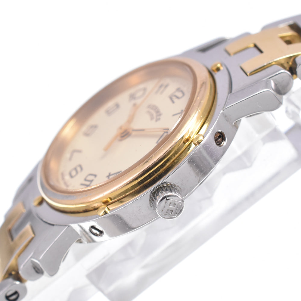 HERMES Clipper CL4.220 Stainless Steel / Gold Plated Date Ivory Dial Quartz Ladies
 Watch N#148447