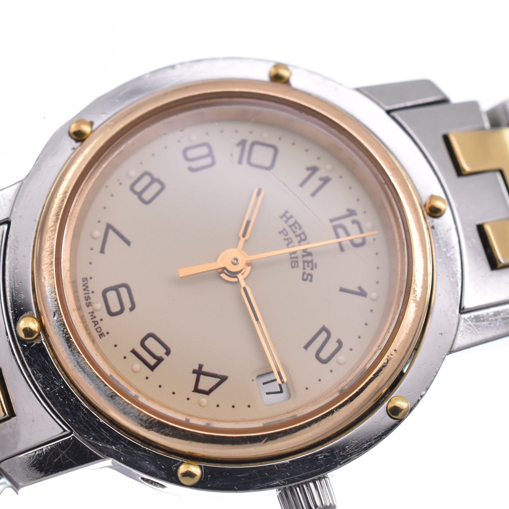 HERMES Clipper CL4.220 Stainless Steel / Gold Plated Date Ivory Dial Quartz Ladies
 Watch N#148447
