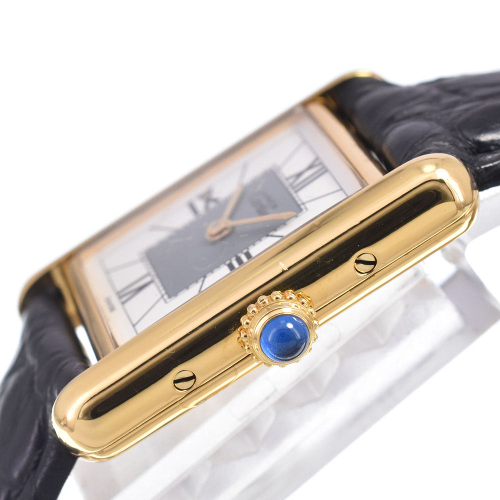 CARTIER Must tank Vermeille 5057001 SV925 (Gold Plated) / Leather White / grey Dial Quartz Ladies
 Watch M#148455