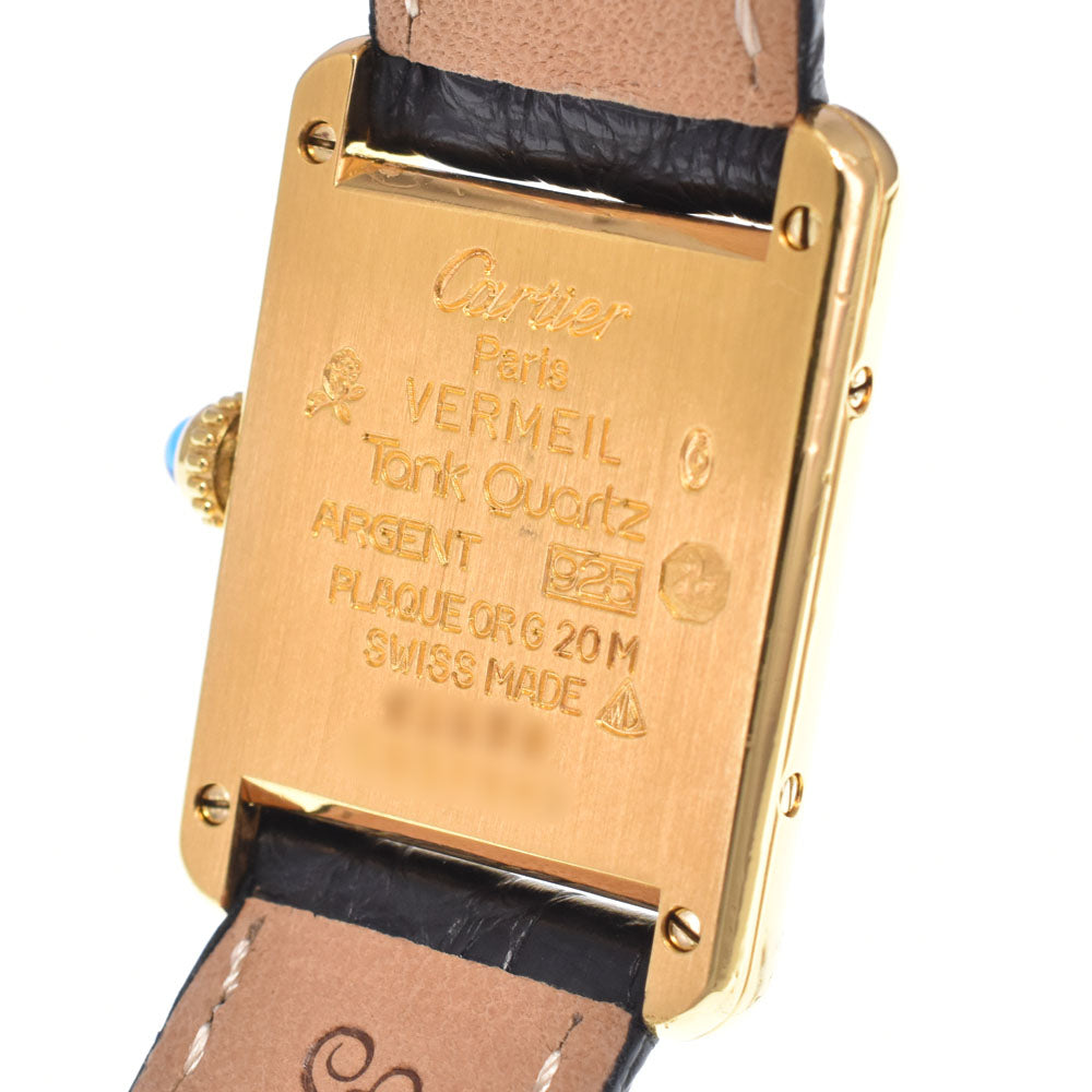 CARTIER Must tank Vermeille 5057001 SV925 (Gold Plated) / Leather White / grey Dial Quartz Ladies
 Watch M#148455