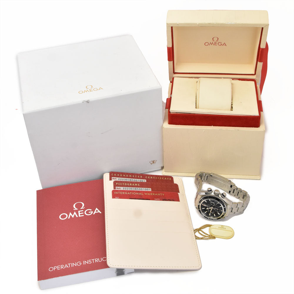 with paper OMEGA Seamaster Planet Ocean 222.30.38.50.01.001 Chronograph Date black Dial Automatic Unisex
 Watch M#148485