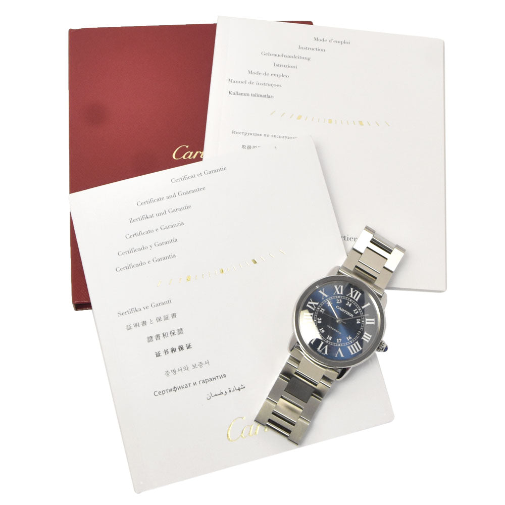 with paper CARTIER Rondo Solo de Cartier WSRN0023 blue Dial Automatic Men's
 Watch L#148518