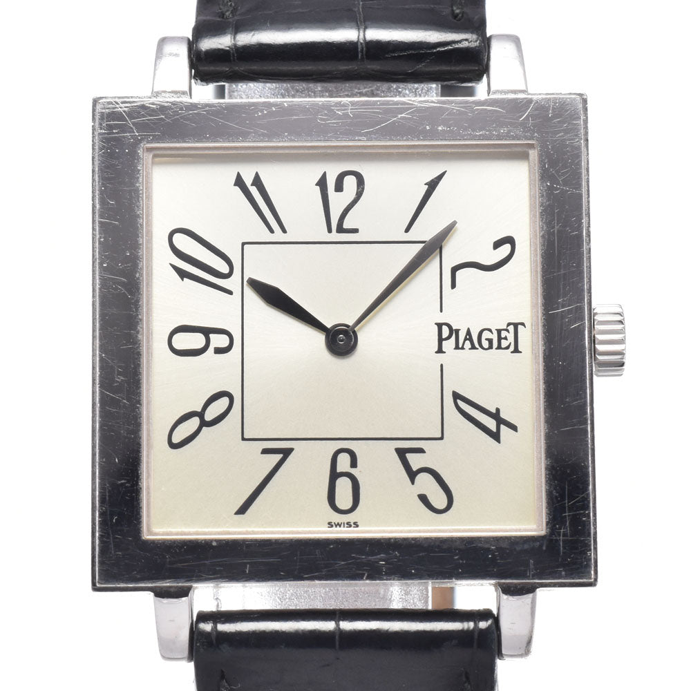 with paper PIAGET Arti Plato G0A25014 K18WG/leather see-through back Silver Dial Hand Winding Men's
 Watch O#148535