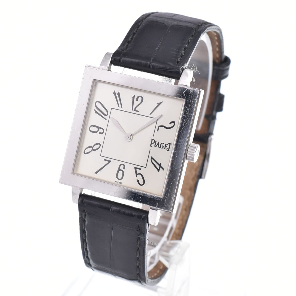 with paper PIAGET Arti Plato G0A25014 K18WG/leather see-through back Silver Dial Hand Winding Men's
 Watch O#148535