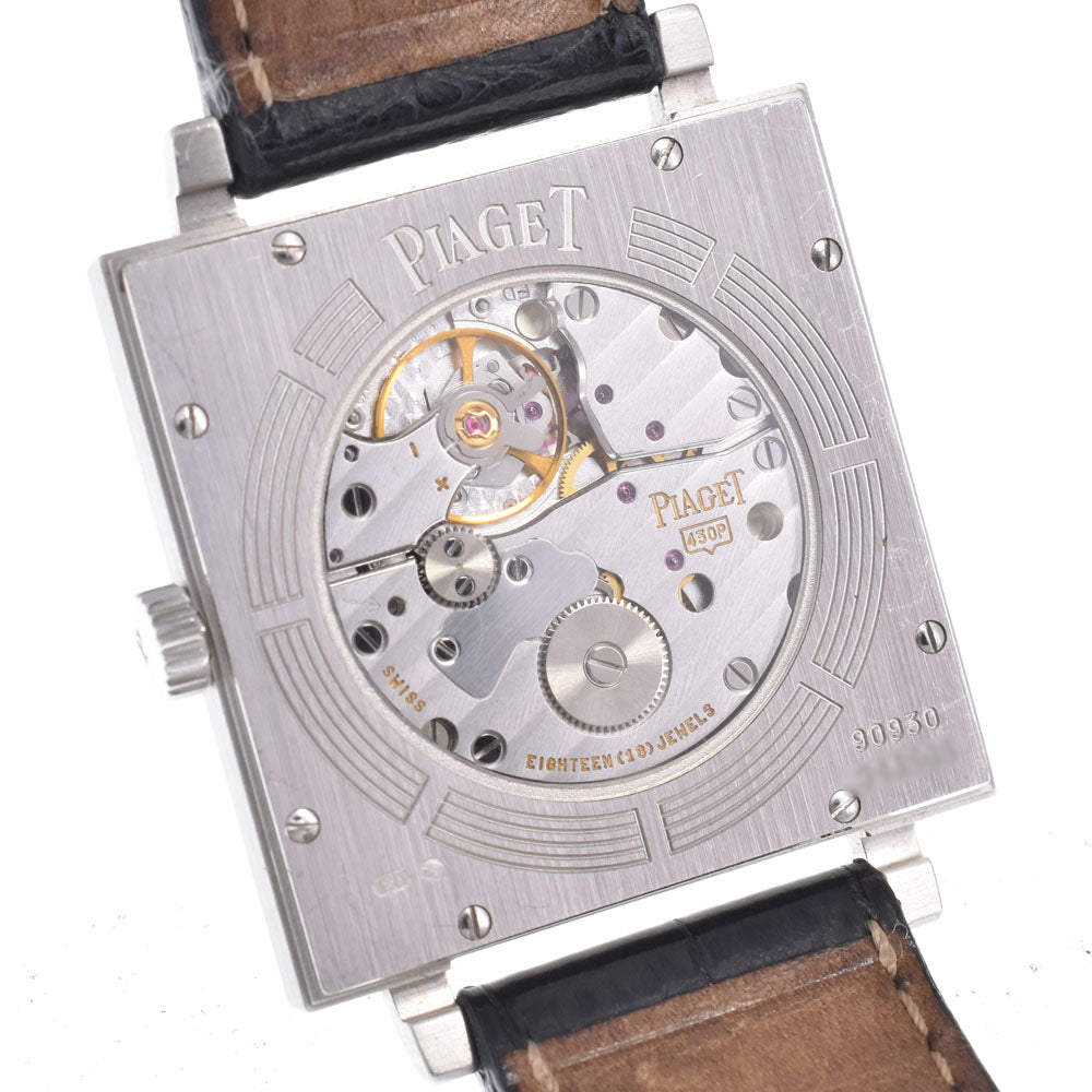 with paper PIAGET Arti Plato G0A25014 K18WG/leather see-through back Silver Dial Hand Winding Men's
 Watch O#148535