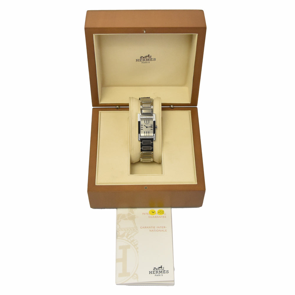 with paper HERMES tandem TA1.230 Diamond Bezel Silver Dial Quartz Ladies
 Watch N#148538