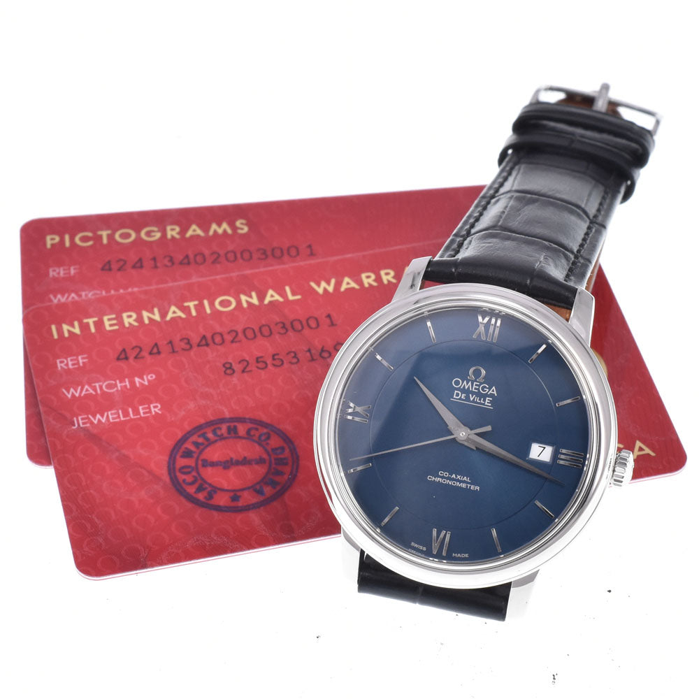 with paper OMEGA De Ville 424.13.40.20.03.001 Prestige Co-Axial blue Dial Automatic Men's
 Watch M#148552