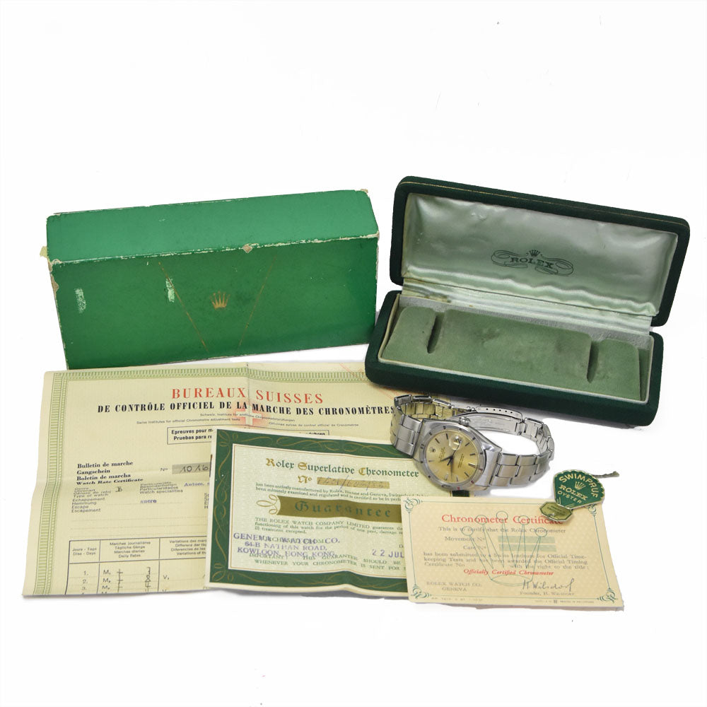 with paper ROLEX Oyster perpetual date 1501 vintage Cal.1560 Silver Dial Automatic Men's
 Watch M#148555