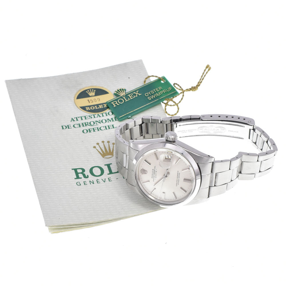 with paper ROLEX Oyster perpetual date 1500 vintage Cal.1570 Sigma Dial Silver Dial Automatic Men's
 Watch N#148558