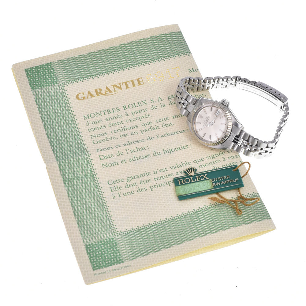 with paper ROLEX Oyster Perpetual Date 6917/4 vintage Cal.2030 Long Memory Silver Dial Automatic Ladies
 Watch N#148559