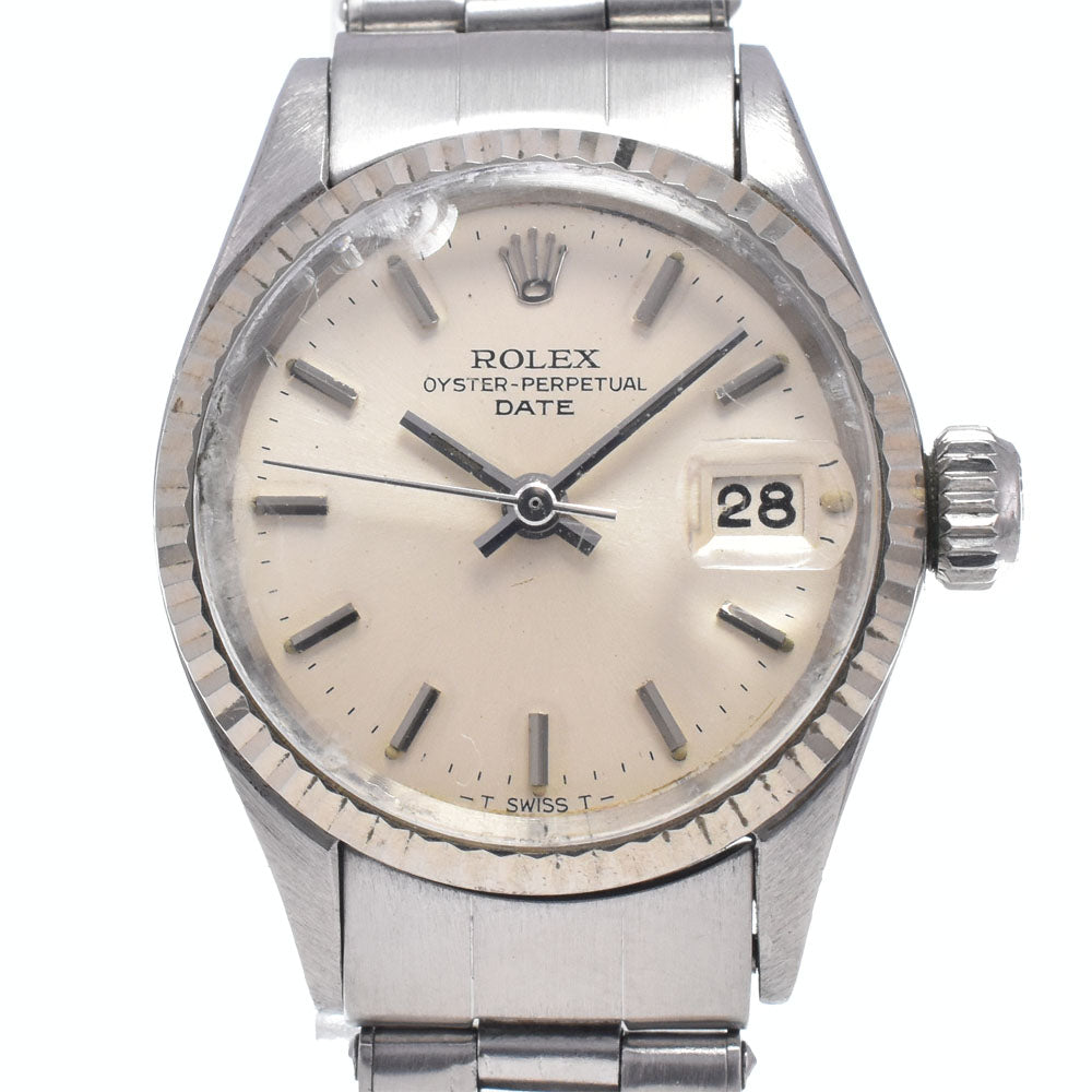 ROLEX Oyster perpetual date 6517 vintage WG bezel Cal.1161 Silver Dial Automatic Ladies
 Watch N#148564