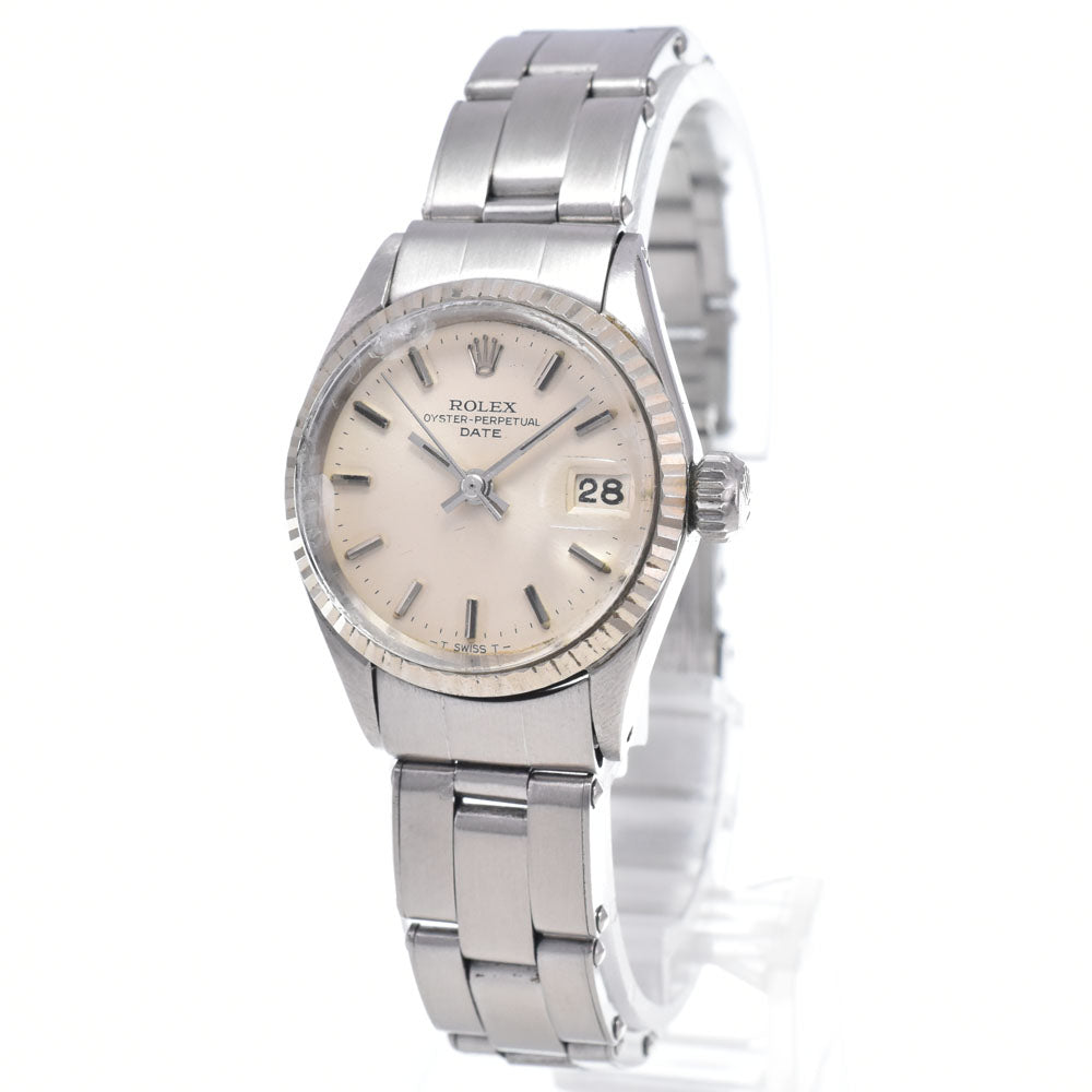 ROLEX Oyster perpetual date 6517 vintage WG bezel Cal.1161 Silver Dial Automatic Ladies
 Watch N#148564