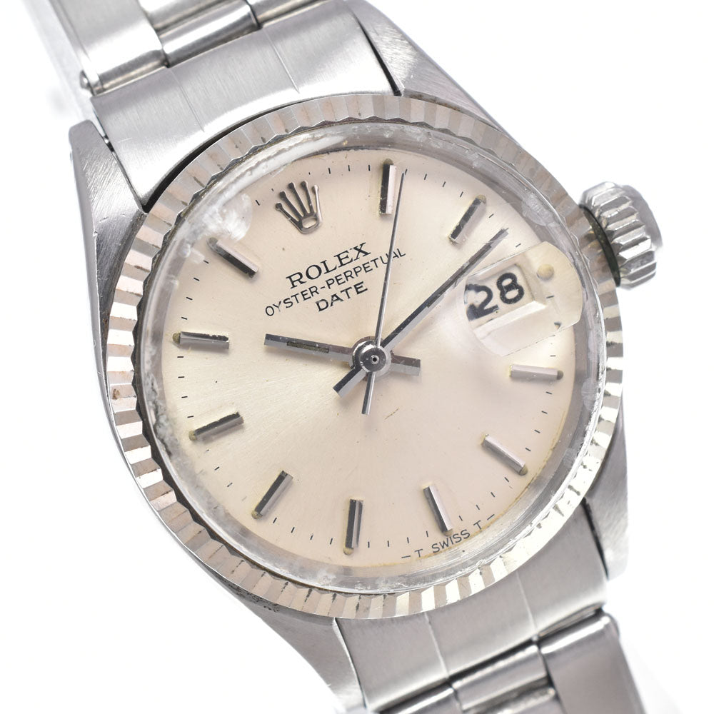 ROLEX Oyster perpetual date 6517 vintage WG bezel Cal.1161 Silver Dial Automatic Ladies
 Watch N#148564