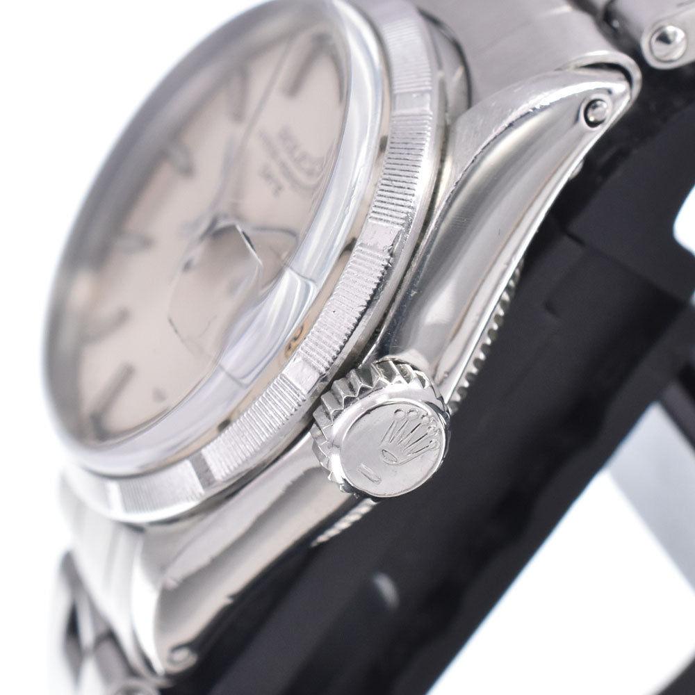 ROLEX Oyster perpetual date 6519 vintage Finely Engine Turned Bezel Cal.1161 Silver Dial Automatic Ladies
 Watch O#148568