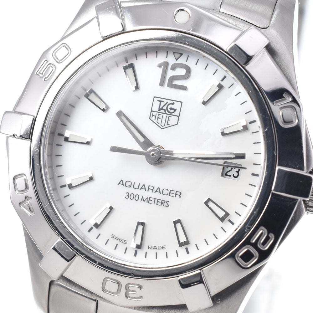 TAG HEUER Aqua racer WAF1414 Date White shell Dial Quartz Ladies
 Watch N#148584
