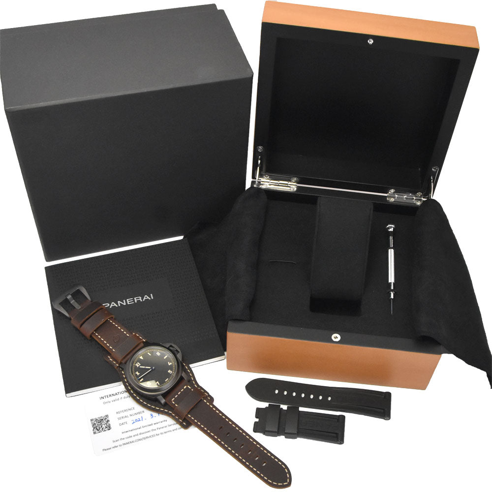 with paper PANERAI Luminor California 8 Days PAM00779 DLC black Dial Hand Winding Men's
 Watch M#148586