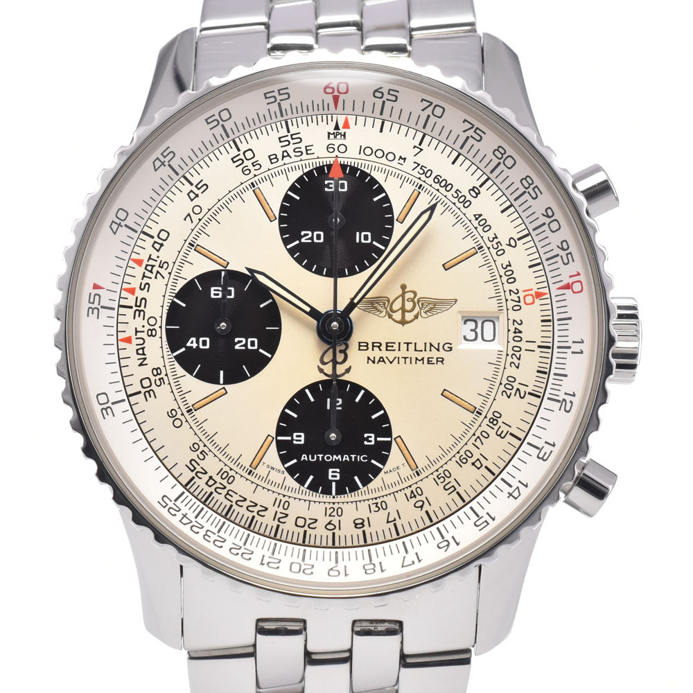 with paper BREITLING Old Navi Timer A13022 Chronograph Silver Dial Automatic Men's
 Watch Q#148589
